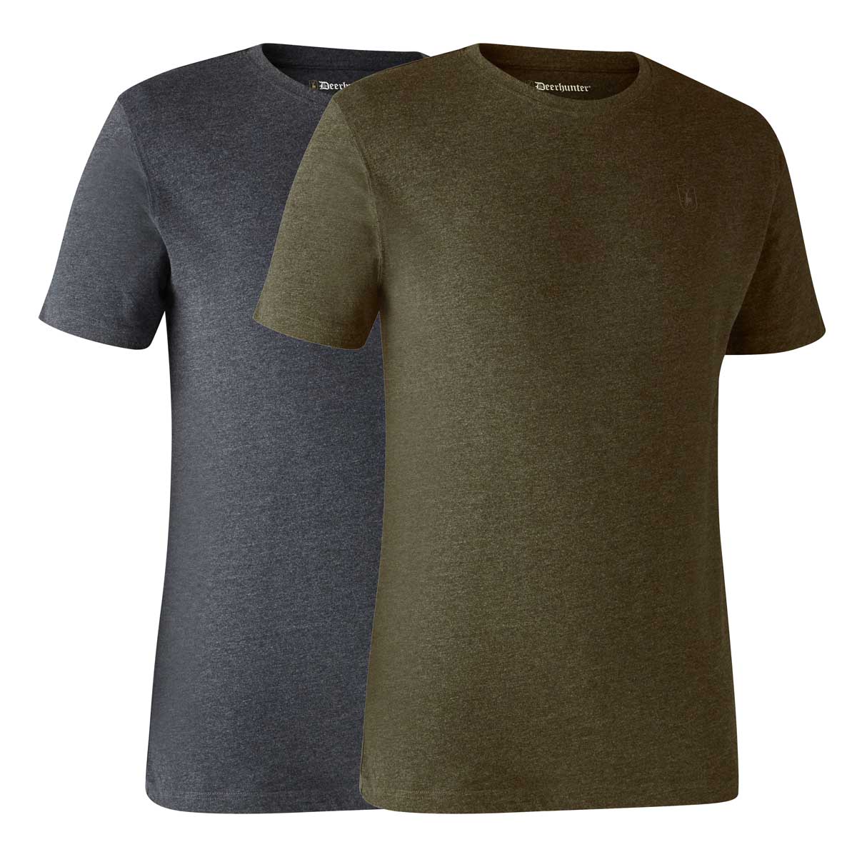Deerhunter Basis T-Shirt 2-er Pack  Adventure green melange bequemer Schnitt