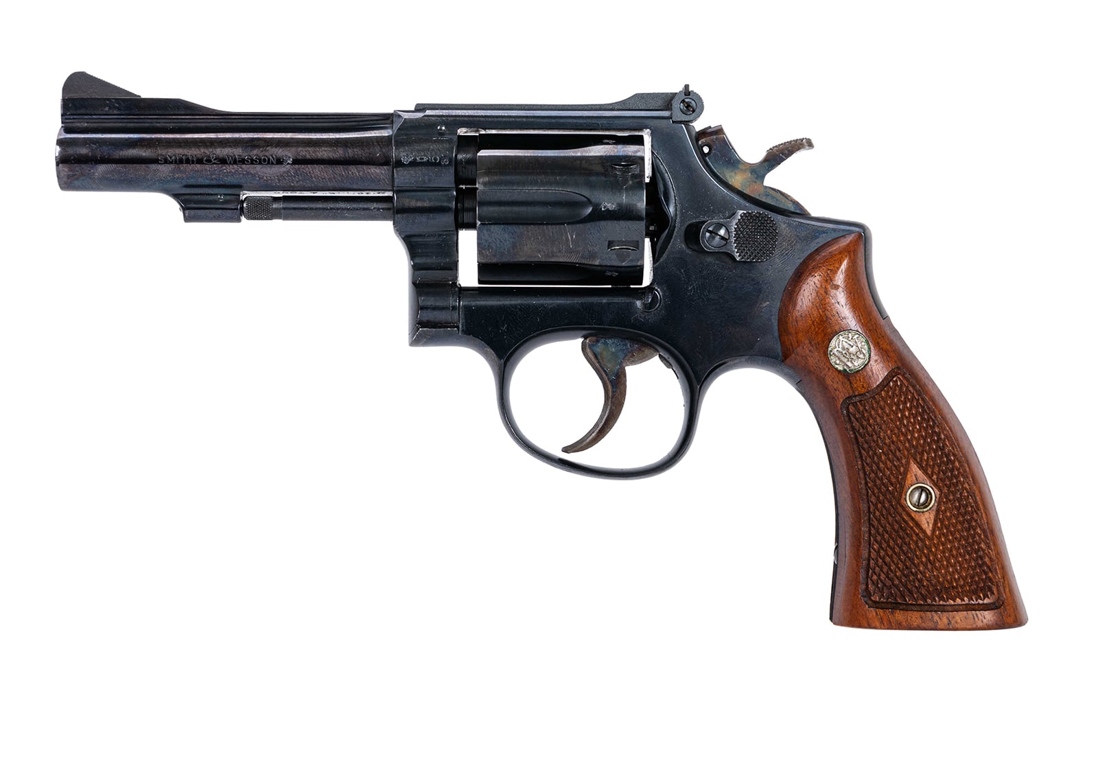 Mod. 15-2 .38Special , verstellbare Visierung, Holzgriffschalen, brüniert, LL: 4 Zoll