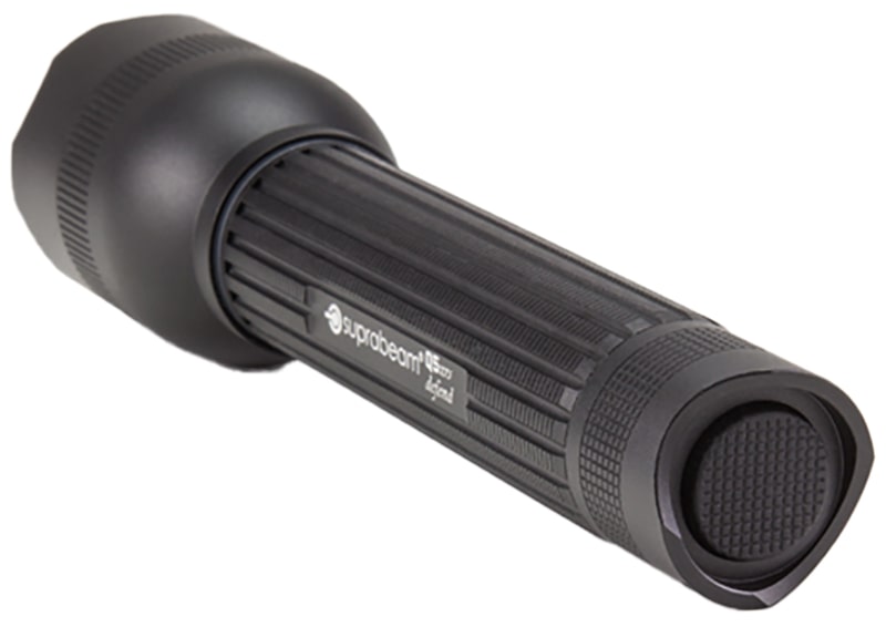 Suprabeam Q5xrs Defend – Rückansicht mit Schalter und Clip