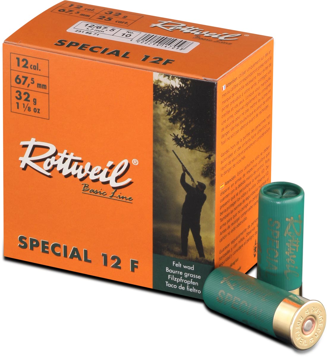 Rottweil 12/67,5 Special 12F 2,7mm - 32g  - bleihaltiges Jagdschrot