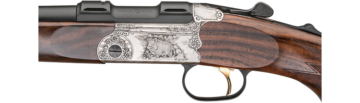 K5 Jagd .30-06Spring LL56cm / M15x1 / mit Visierung handgestochener Tierstückgravur