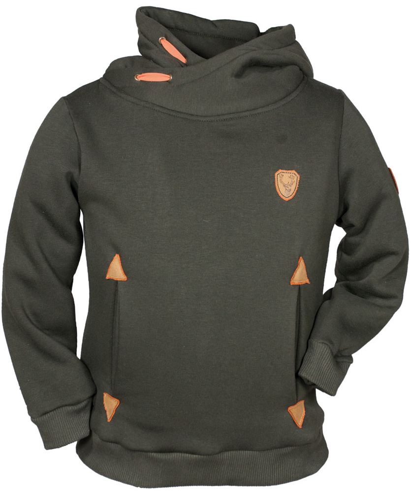 Hubertus Hoody Kinder Hoody Outdoor Super stylischer Kinder Hoody mit hohem Kragen und Kordelbänder an der Kapuze.