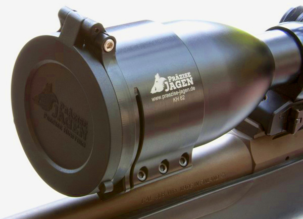 Präzise Jagen Flip-Cover Groß, für Klemmhülsen ab 62mm Durchmesser geeignet und passend, das Cover ist geschlossen abgebildet