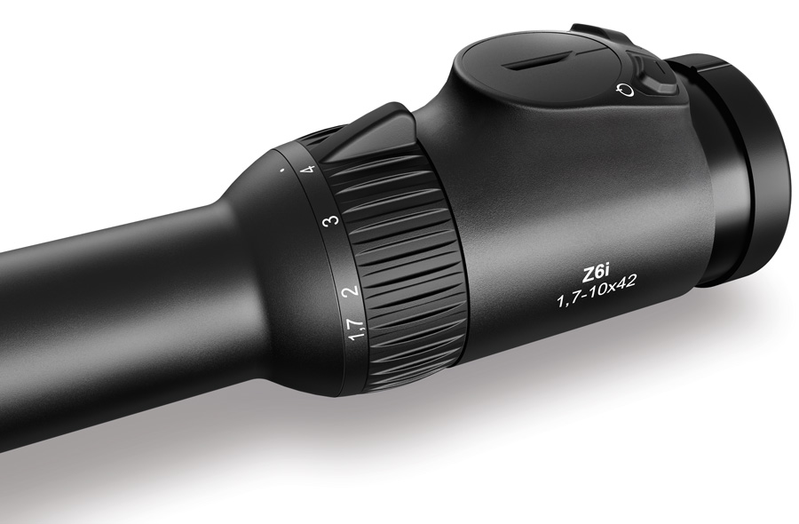 Swarovki Z6i Gen. III Beleuchtungseinheit der Variante 1,7-10x42, Detailansicht auf die Bedienelemente