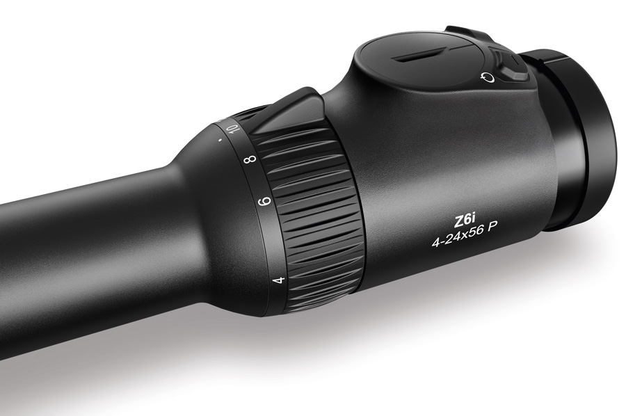 Swarovski Z6i - 4-24x56 P BT SR, Deteilansicht der Beleuchtungseinheit, Sicht auf die Bedienelemente zum Einstellen von Vergrößerung und Leuchtpunkt