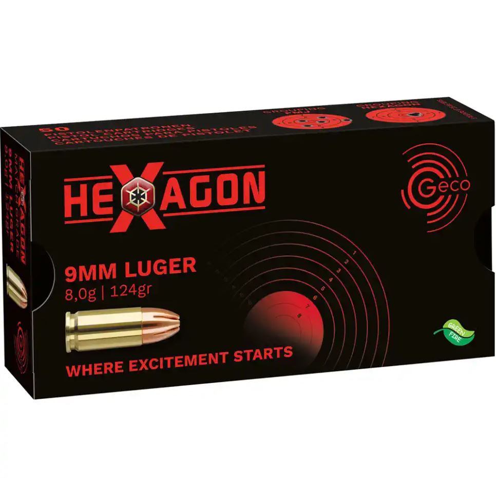 Geco 9mmLuger Hexagon SX 8,0g - 124gr.  beeindruckt durch eine enorme Päzision