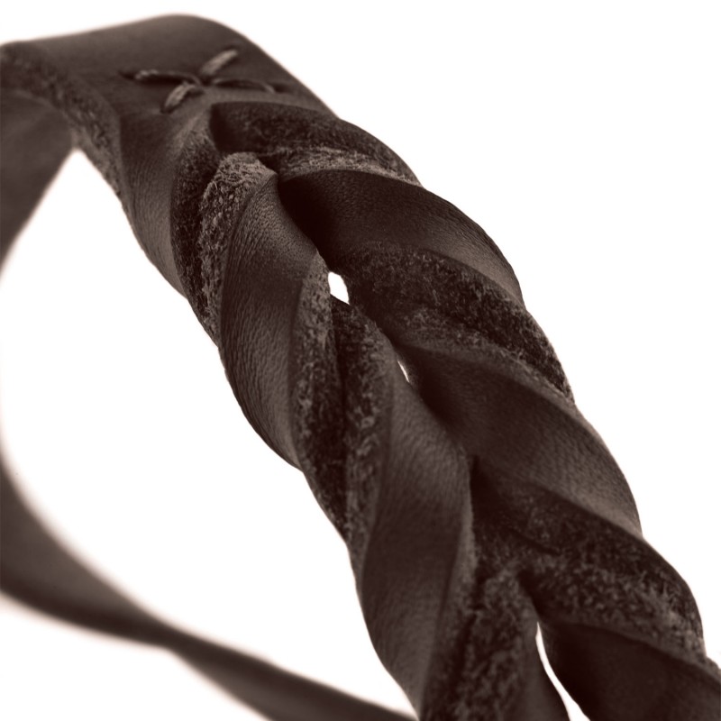 HUNTER SOLID EDUCATION Hundehalsband Aus Rindsleder – Handgefertigt In Deutschland, Kette Aus Ledelementen, Größe M-L (dunkelbraun)