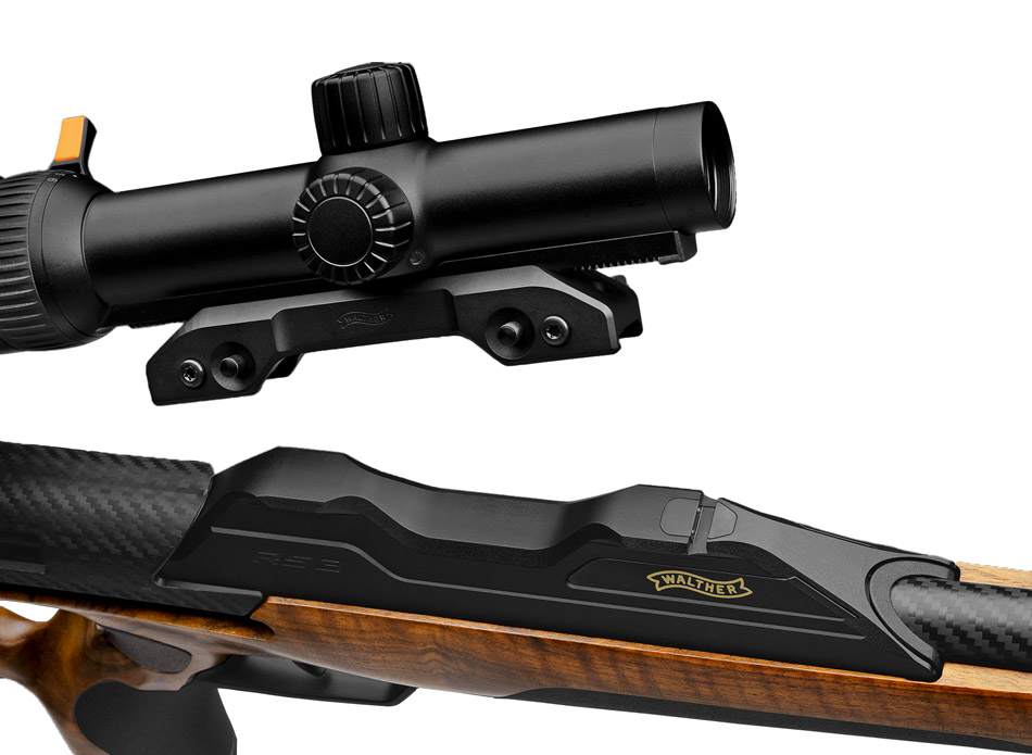 Walther RS3 Heritage Sevenstar, zu sehen ist die Fixlock-Montage mit einem Zielfernrohr welches auf dem Repetierer befestigt werden kann