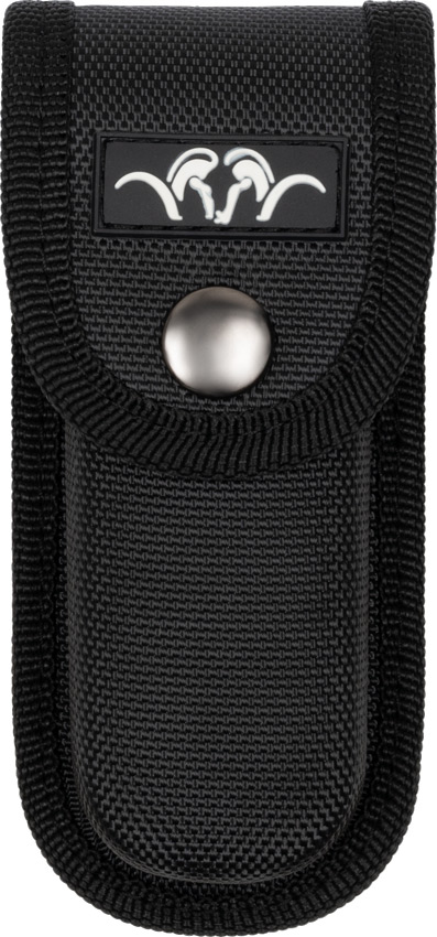 Schwarzes Nylon-Holster für das Blaser Klappmesser welches im Lieferumfang enthalten ist, mit Druckverschluss und Argali-Logo