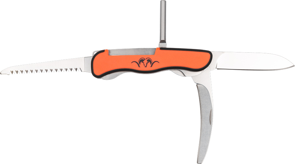 Blaser Multitool mit allen Werkzeugen ausgeklappt und dem Gridd von der rechten Seite gezeigt