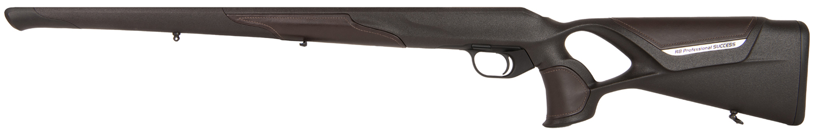 Blaser R8 Professional Success Leder Stutzen – rechte Seitenansicht mit Cocoa-Lederschaft und dunklem Systemkasten