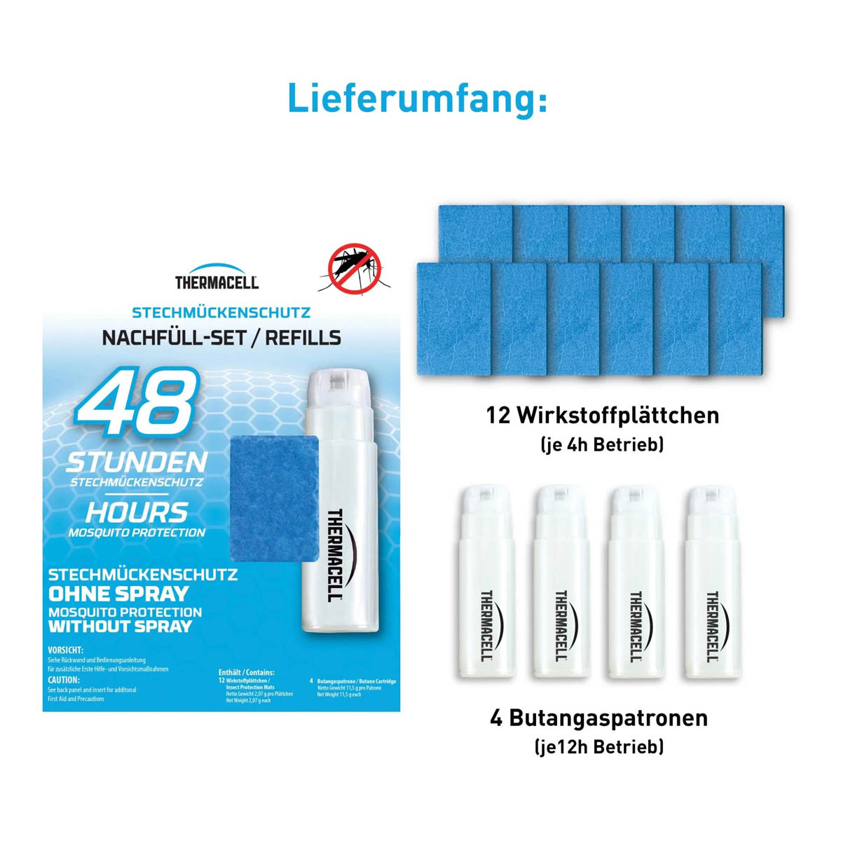 Thermacell 48 h Nachfuellpackung R-4 mit 4 Butangaspatronen, Detail