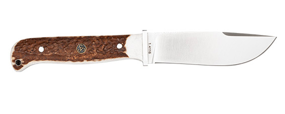 Sauer Jagdnicker Hirschhorn mit Griffschalen aus Hirschhorn, Rückseite