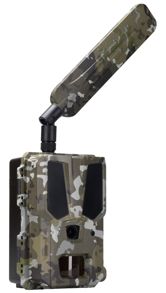 Die Bresser Modern Hunter Mini Wildkamera Hunter 4G, in der Ansicht ist die Wildkamera leicht nach rechts gedreht