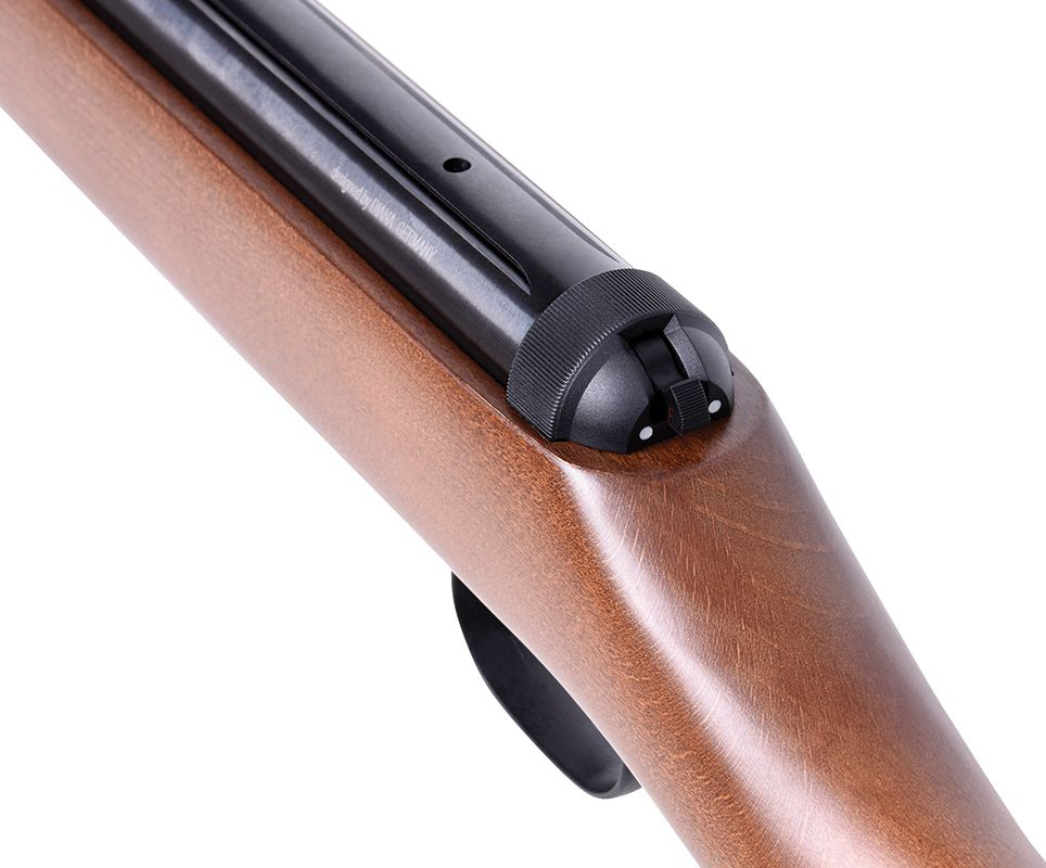 detailaufnahme des laufs hinten am diana two forty luftgewehr mit sicht auf lauffaust