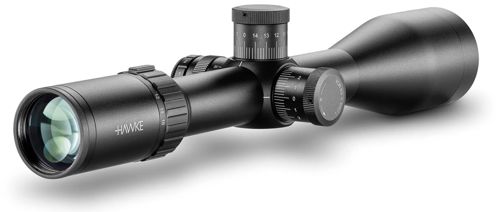Hawke Vantage 30 4-16x50 SF IR von der Okularseite her zu sehen und leicht seitlich