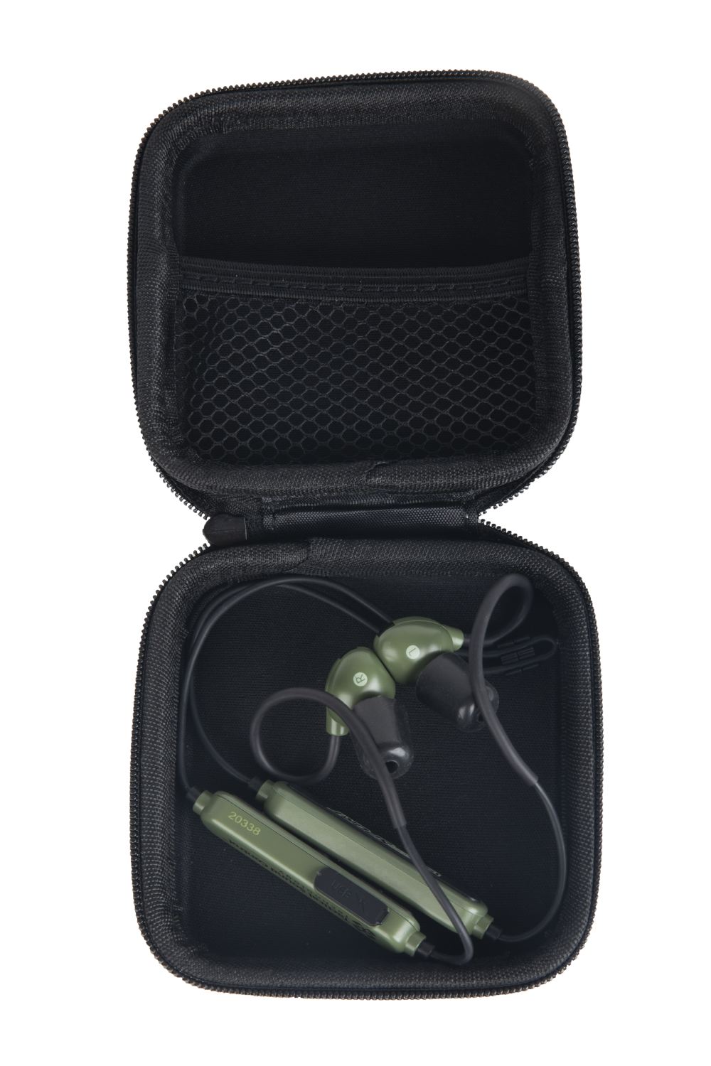 ISOtunes Sport Advance Tactical mit einer Aufbewahrungsbox, Box innen
