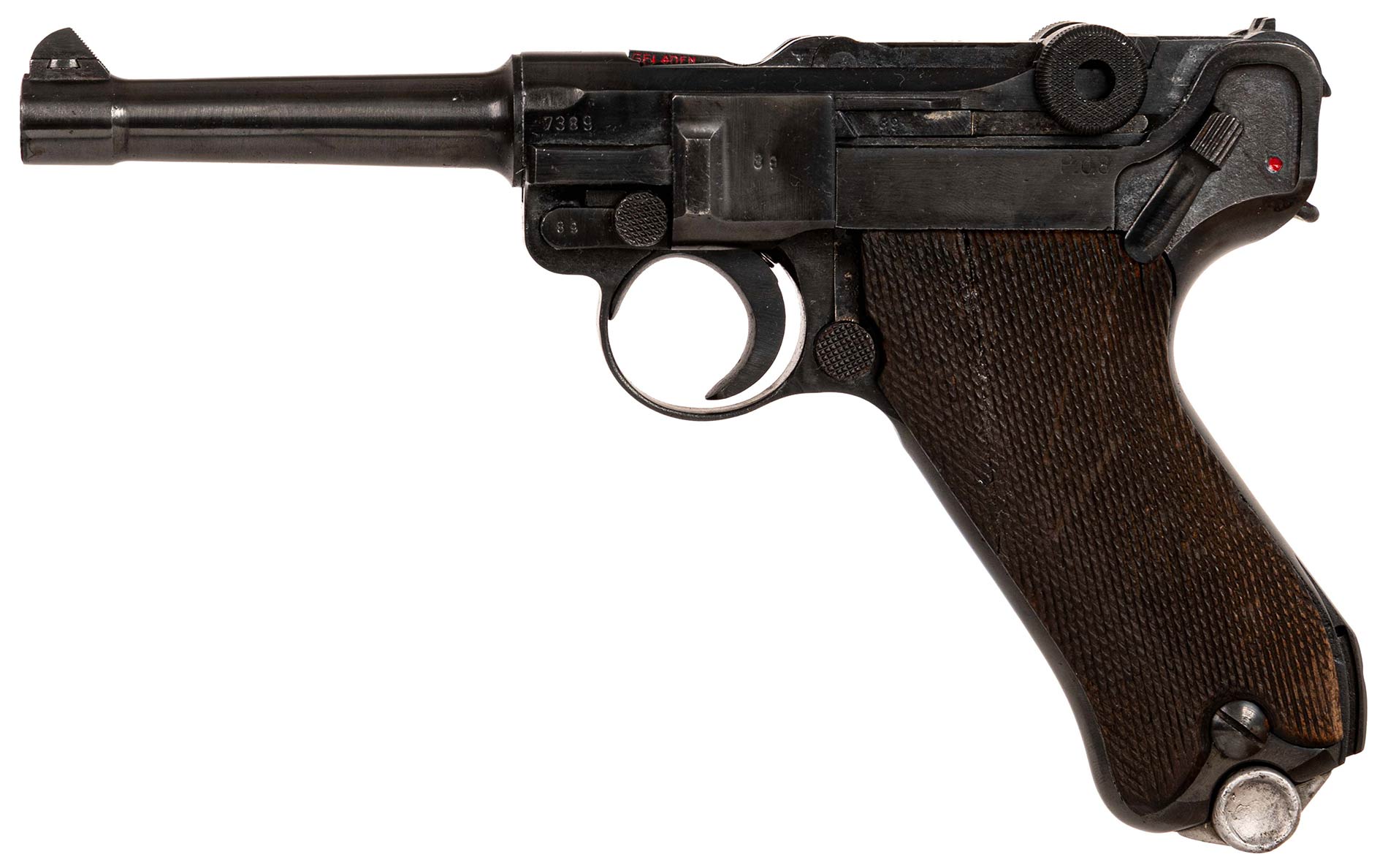 walther p08 pistole linke seite detailreiche nachbildung mit typischem kniegelenkverschluss