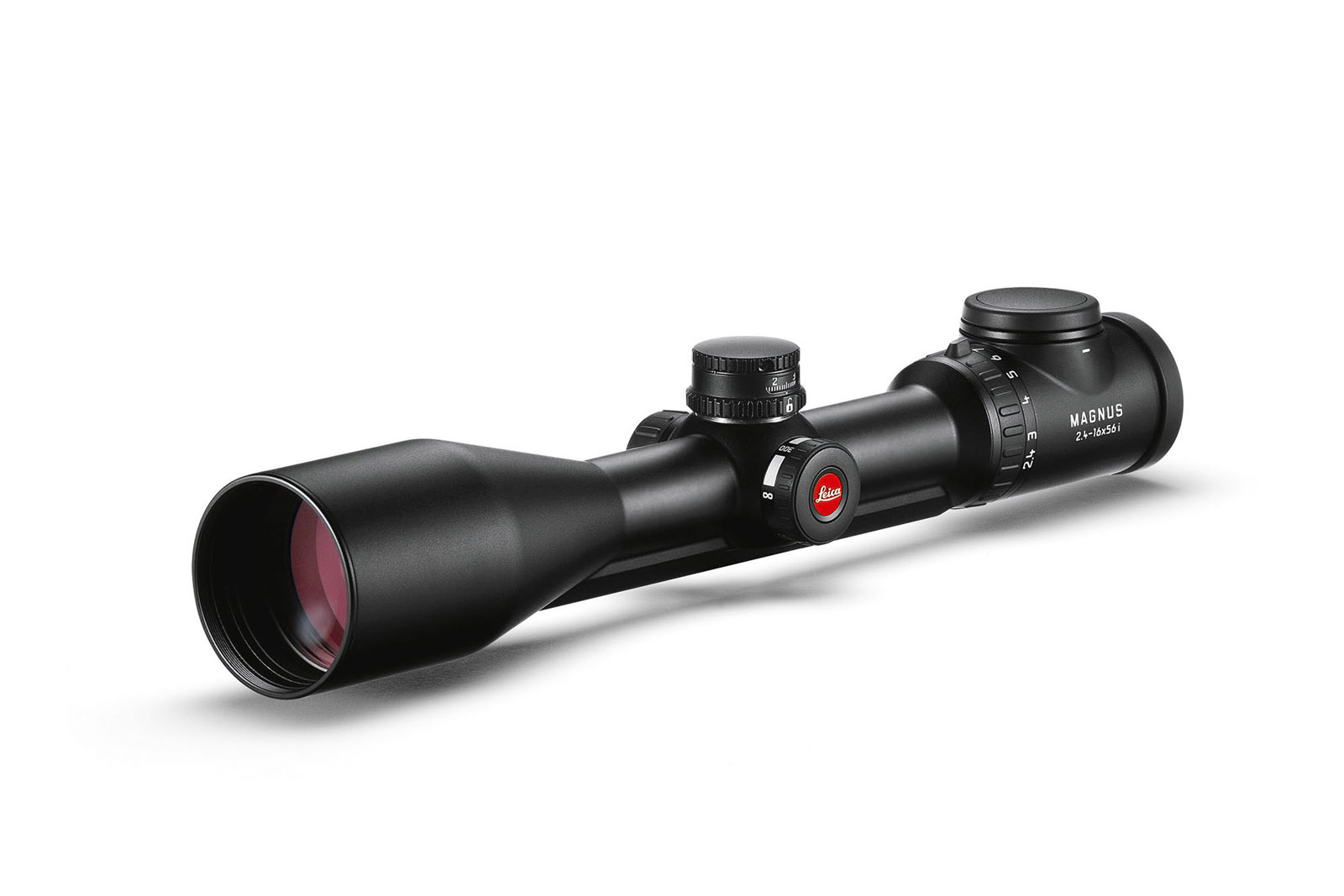 Zielfernrohr Leica Magnus 2,4-16x56i, schräge Vorderansicht