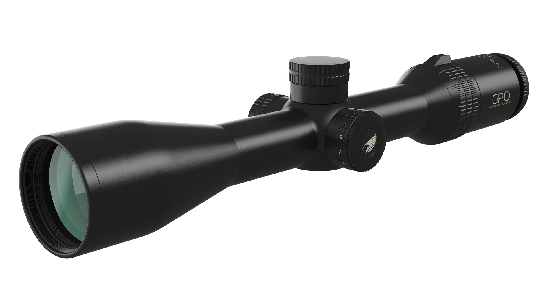 Zielfernrohr GPO Spectra 6x 1,5-9x44i, schräge Frontansicht links