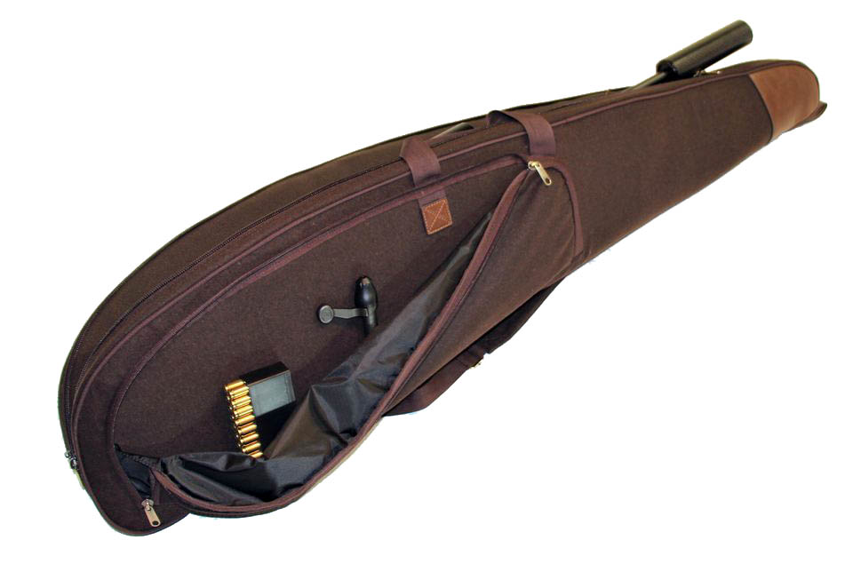 Büchsenfutteral GEIR Loden 130cm - Braun Mit Außentasche und Fleecepolsterung