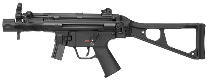 HK Pistole SP5K 9mm Luger mit Picatinny Adapter sowie umklappbarer Schulterstütze