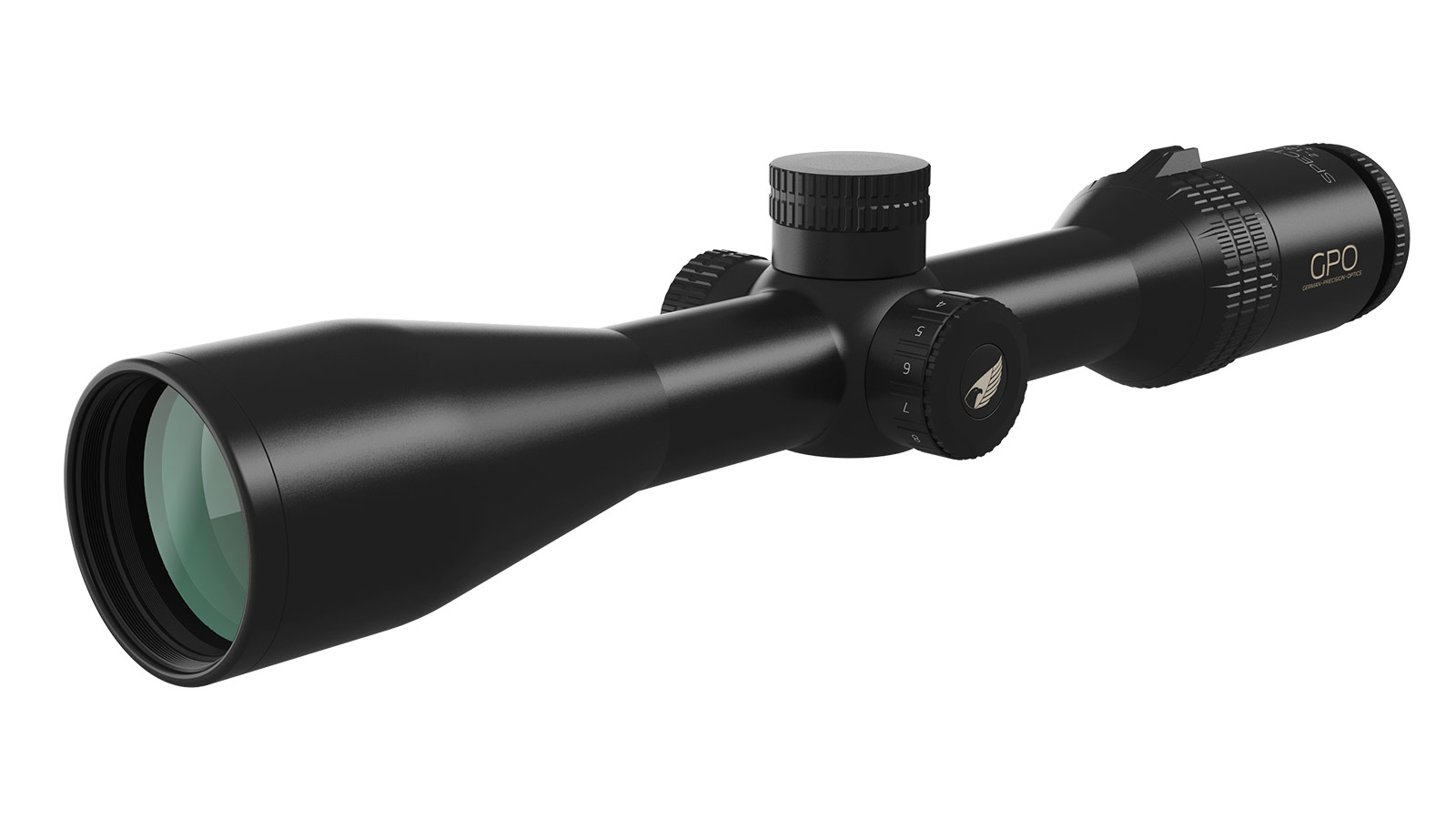Zielfernrohr GPO Spectra 6x 2-12x44i, schräge Frontansicht