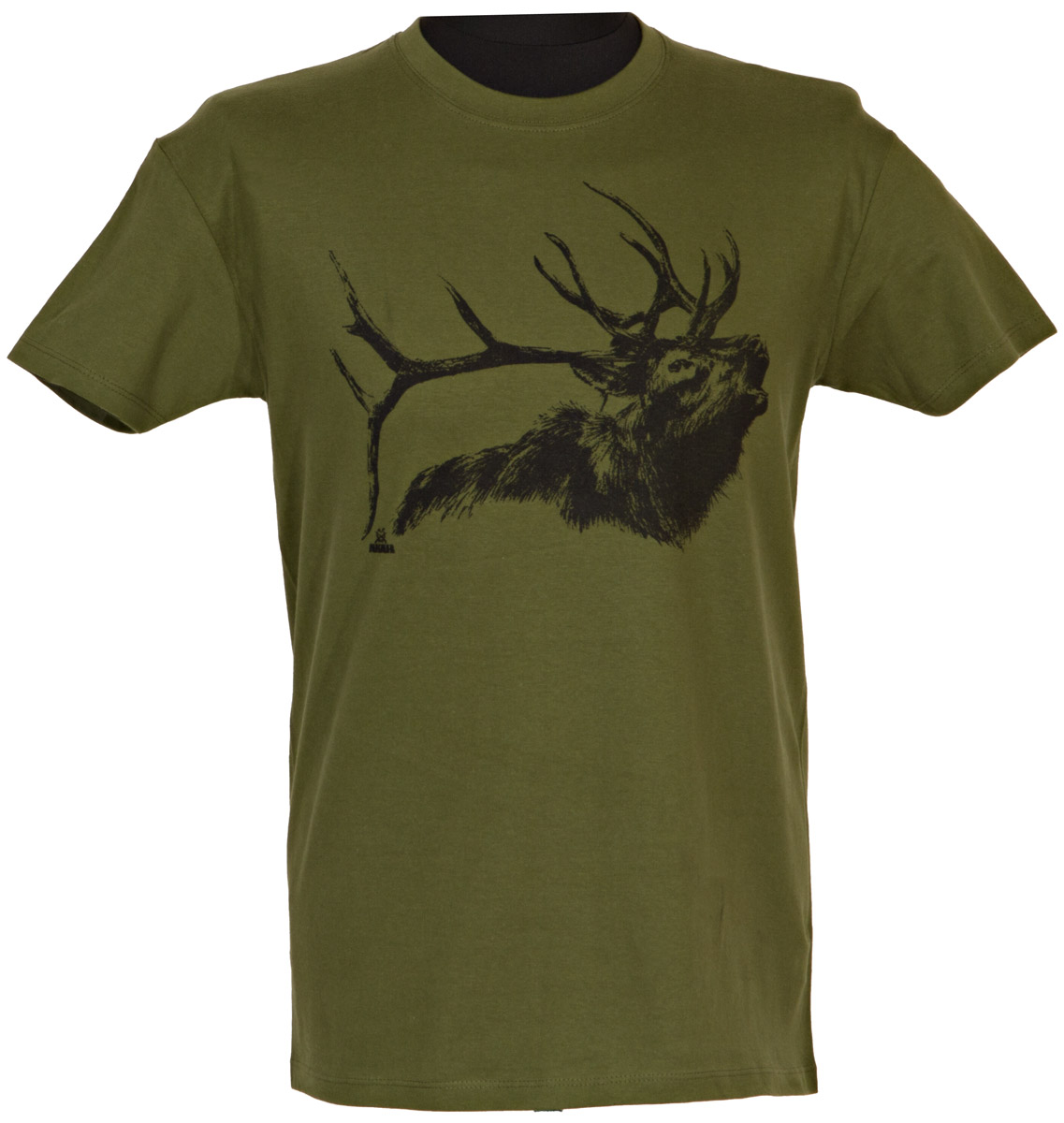 AKAH T-Shirt Röhrender Hirsch in der Farbe Oliv