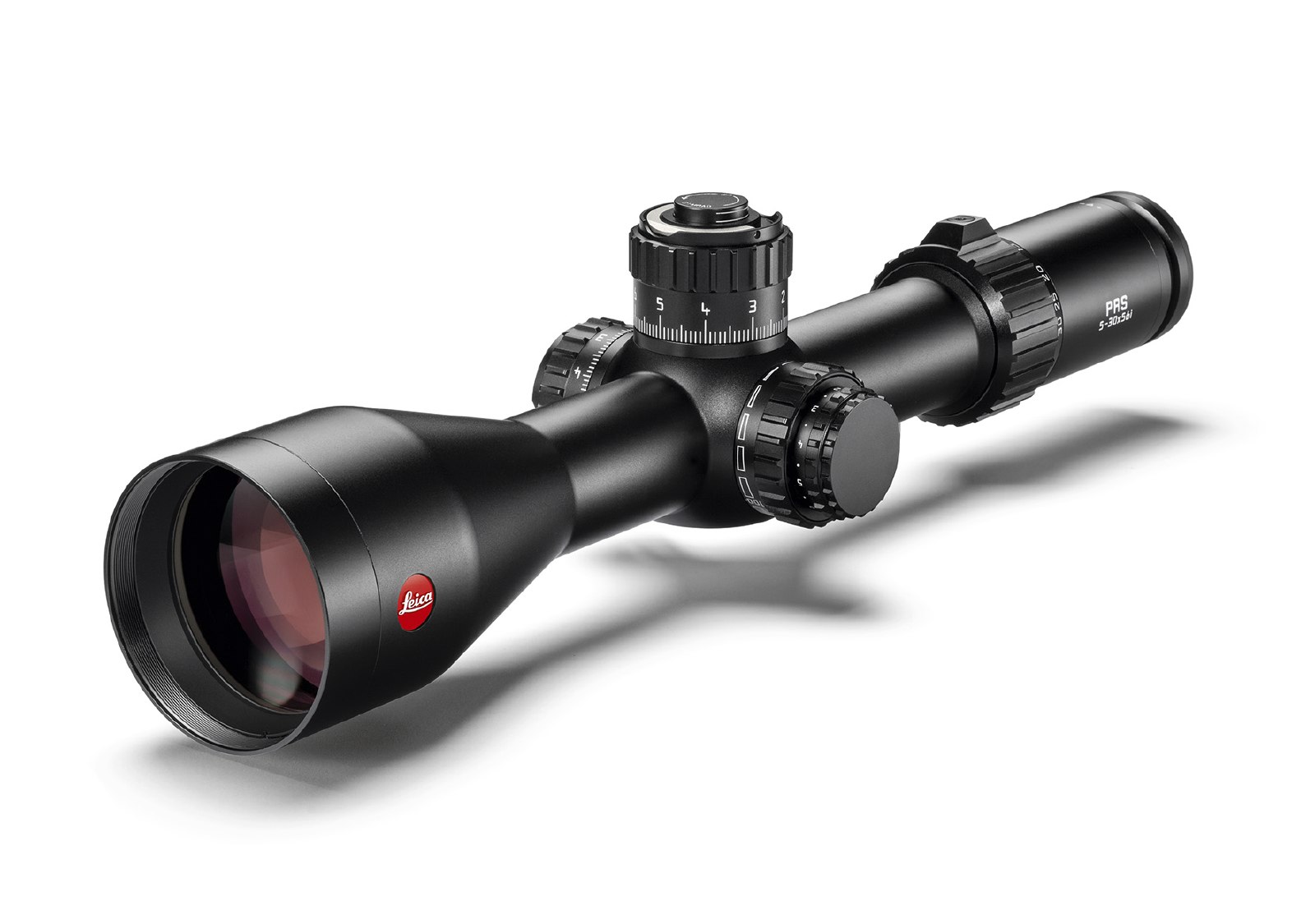 Zielfernrohr Leica PRS 5-30x56i, schräge Vorderansicht