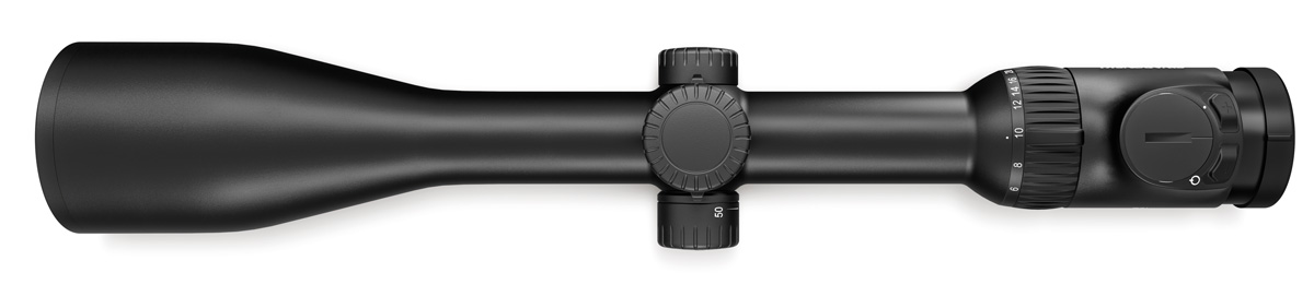 Swarovski Z6i - 4-24x56 P BT SR, Ansicht von oben auf das Zielfernrohr mit Ballistikturm und Bedienelementen