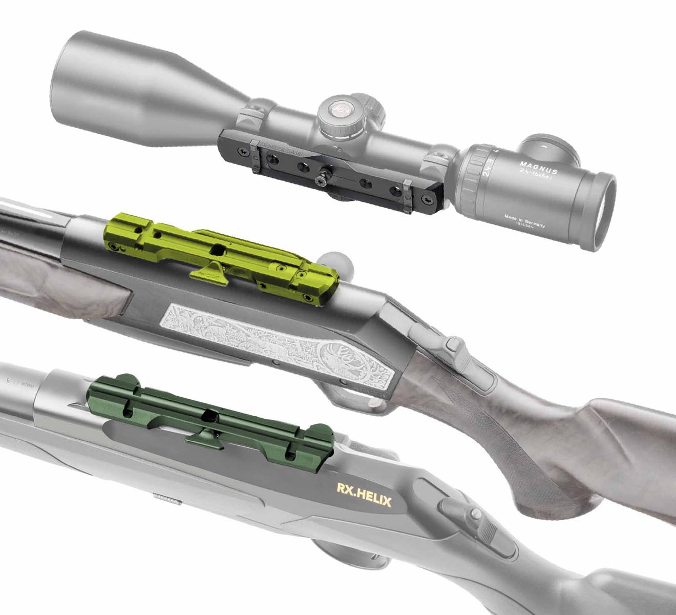 Dentler Grundschiene Dentler Grundschiene BASIS® Vario Sauer 101/100 und Mauser 18 Für mehrere Zieloptiken 100 % Reproduzierbarkeit Wiederholgenau und schussfest shema