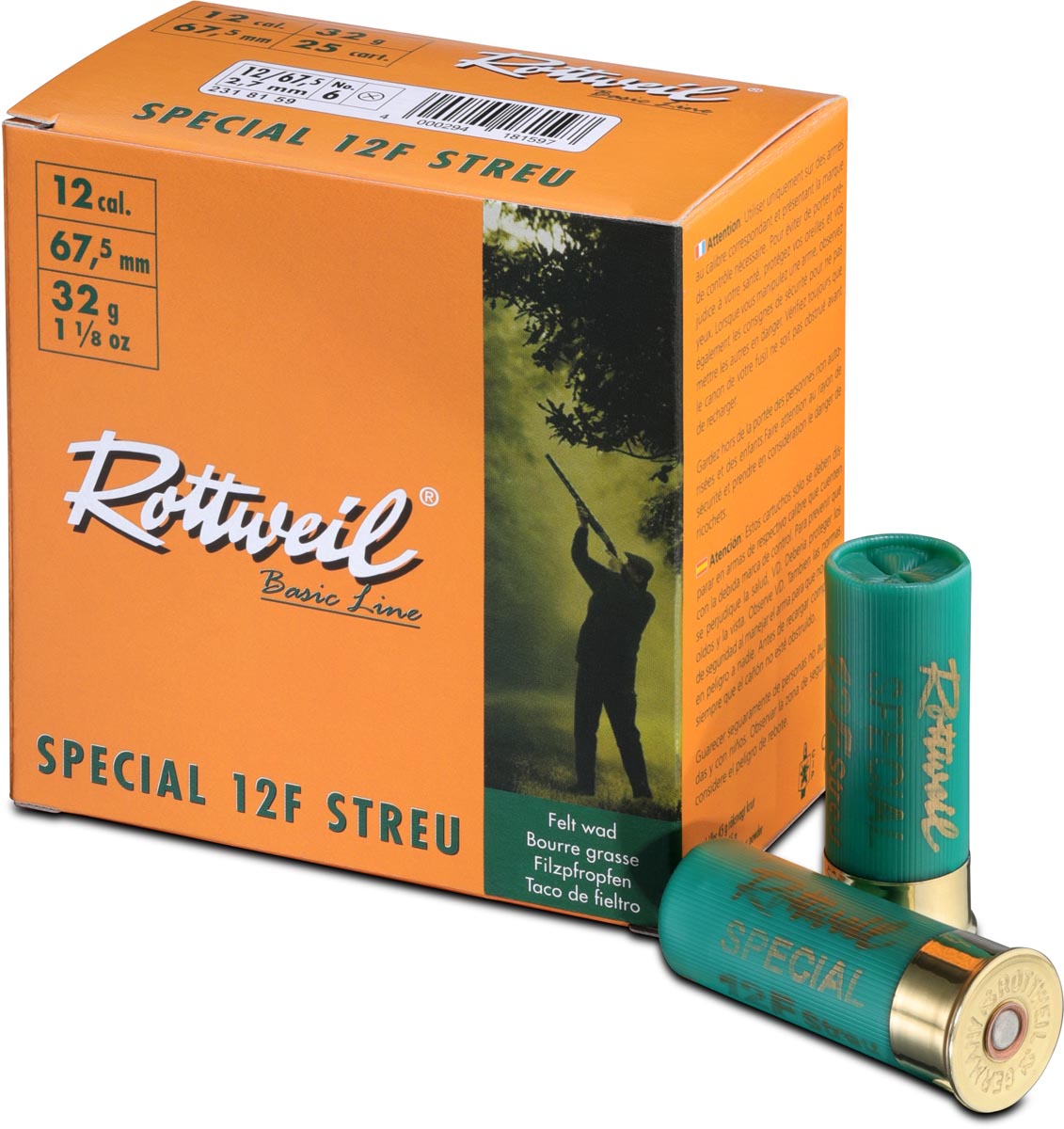 Rottweil 12/67,5 Special 12F Streu 2,7mm - 32g  - gleichmäßige Deckung auf kleinem Wild