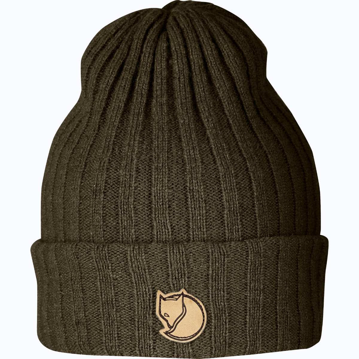 Fjäll Räven  Strickmütze  Byron Hat Doppelt gestrickte Mütze aus 100% Wolle, unten gefaltet, mit Polarfuchs-Logo.