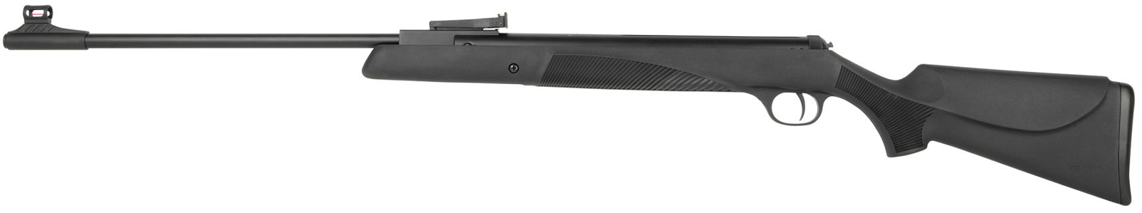 Diana 34 Panther Professional Luftgewehr in linker Seitenansicht mit schwarzem Schaft, schlankem Lauf und montierter Visierung.