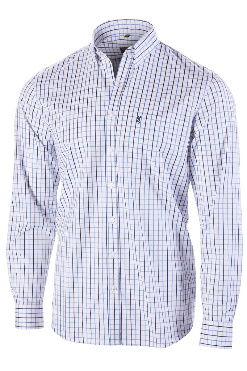 Browning Hemd James Klassisches, leichtes Sommerhemd mit Kentkragen in blau/weiß kariert.