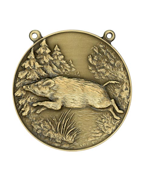 Medaille Wildschwein m. Kette   Bronzefarbig