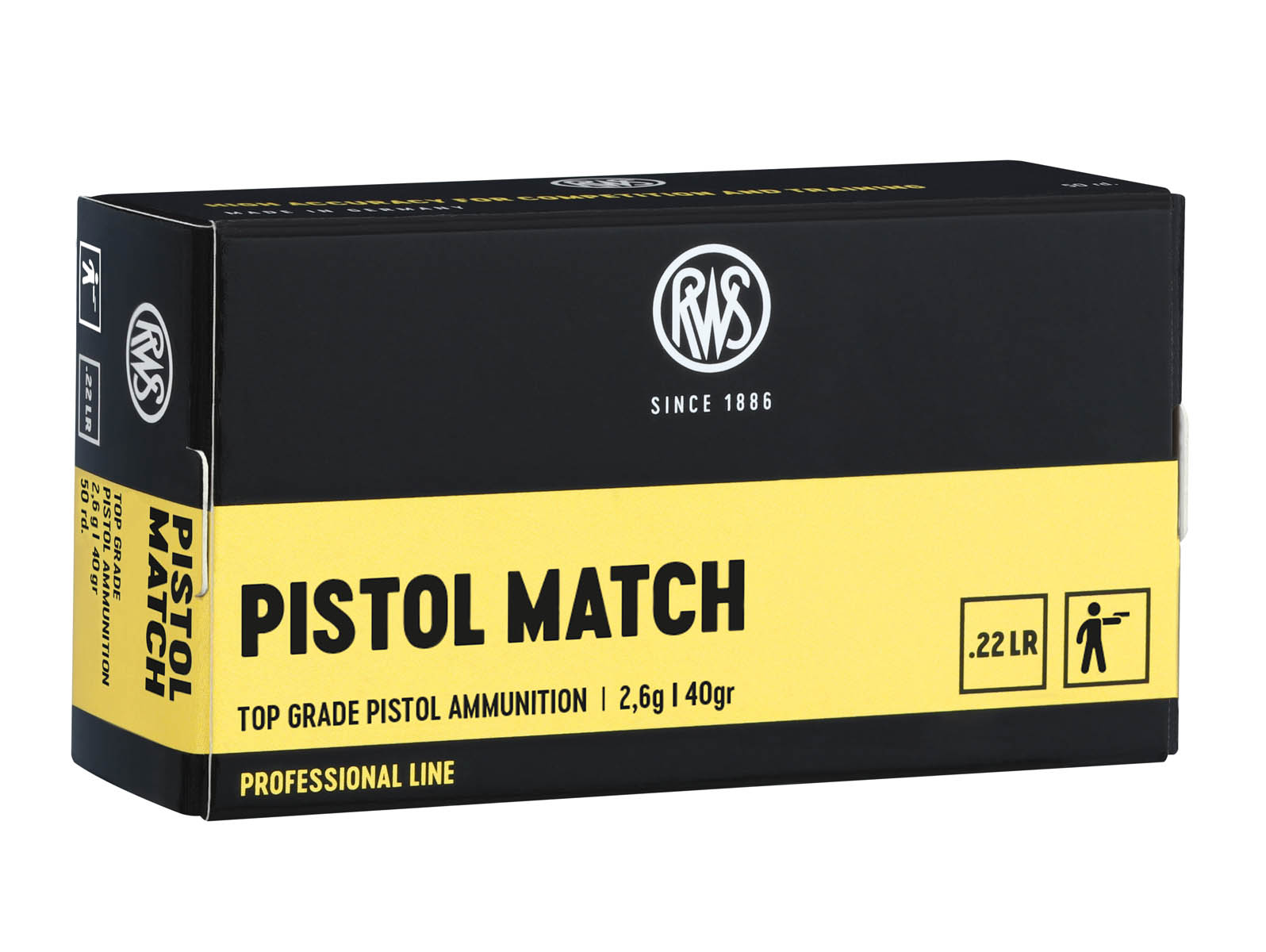 RWS .22lr Pistol Match 2,6g - 40gr. - hochwertige Patrone für Training und Wettkampf
