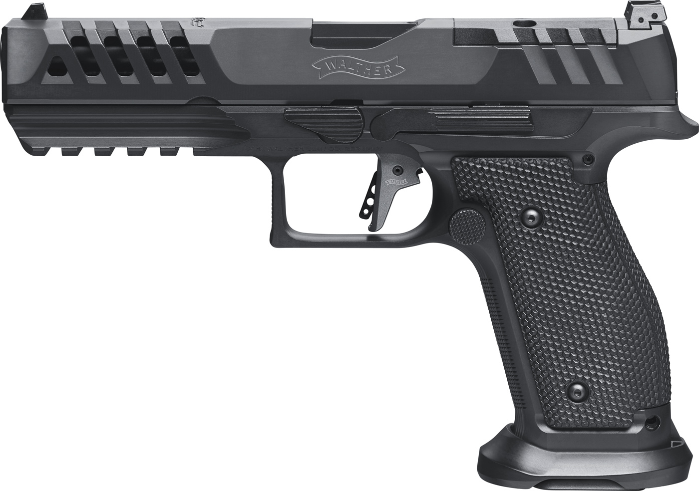 PDP Steel Frame Match 9mmLuger Full Size 5'' 18 Schuss + 20 Schuss Reservemagazin Stahlgriffstück